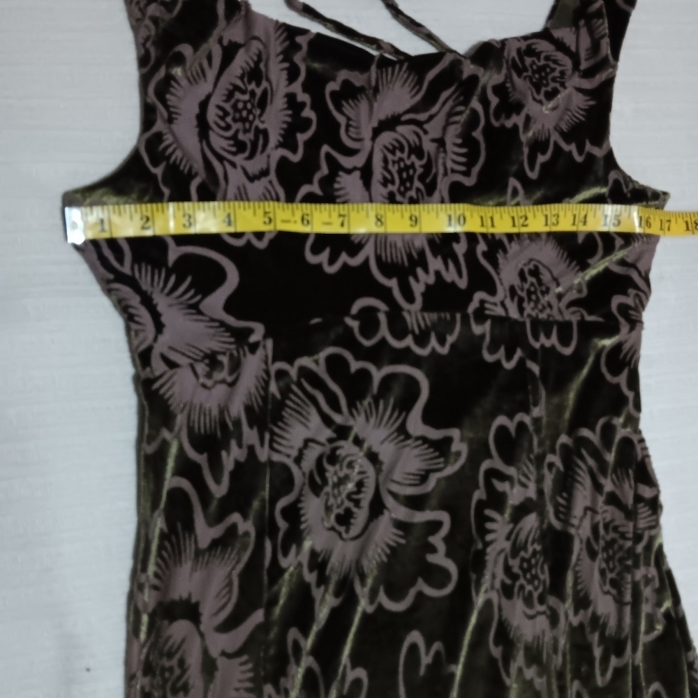 EUC TAYLOR Moss Green Floral Burnout Fall Cowl Neck Maxi Dress Size 6 - Picture 8 of 12